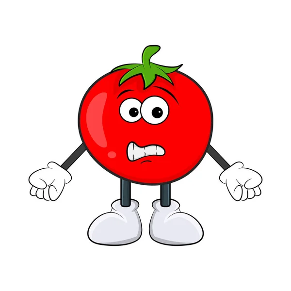 Desain Kartun Karakter Tomat Lucu Diisolasi Pada Latar Belakang Putih - Stok Vektor
