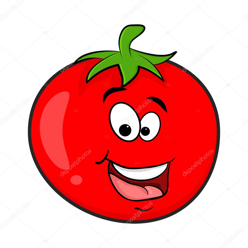 Funny tomato character cartoon design isolated on white background
