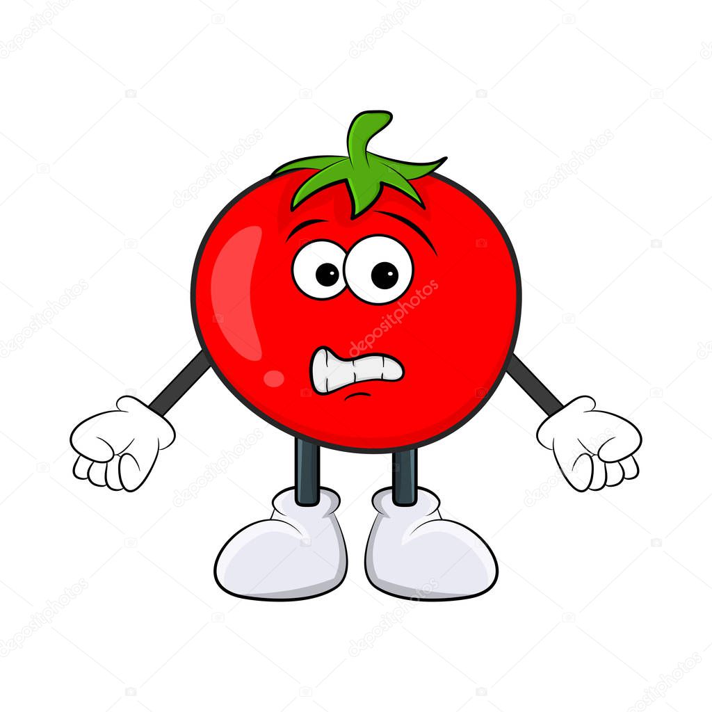 Funny tomato character cartoon design isolated on white background
