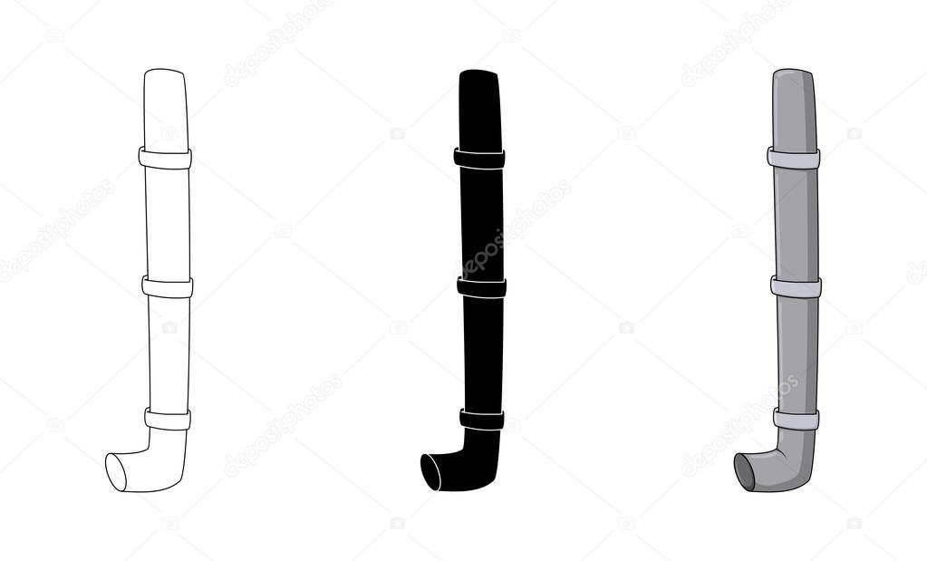 Gutter set water roof cartoon illustration isolated on white background