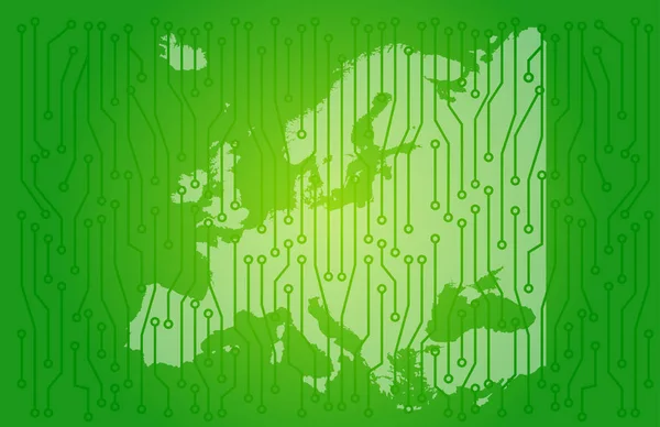 Europe map circuit board concept background wallpaper. — Stock Vector