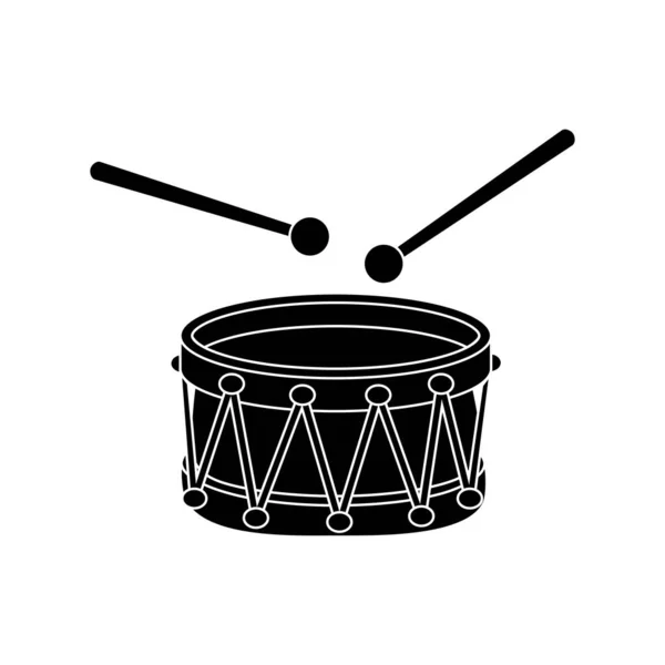 Simbol ikon siluet Drum diisolasi pada bac putih - Stok Vektor