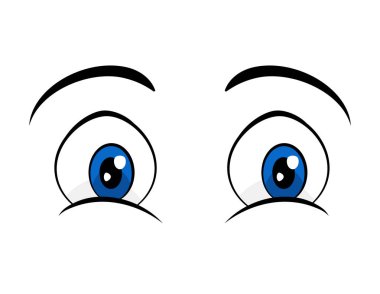 mavi gözler komik karikatür tasarımı beyaz arka plan izole