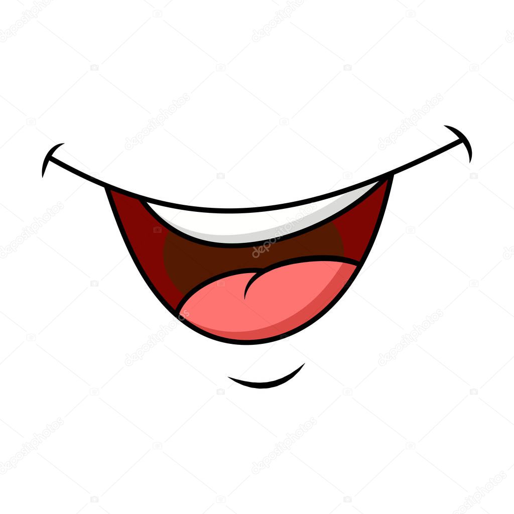 smile, mouth and tongue isolated cartoon design isolated on whit