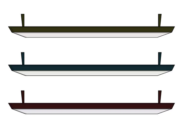 Fluorescerende plafondlampen geïsoleerd op witte achtergrond, interieur — Stockvector
