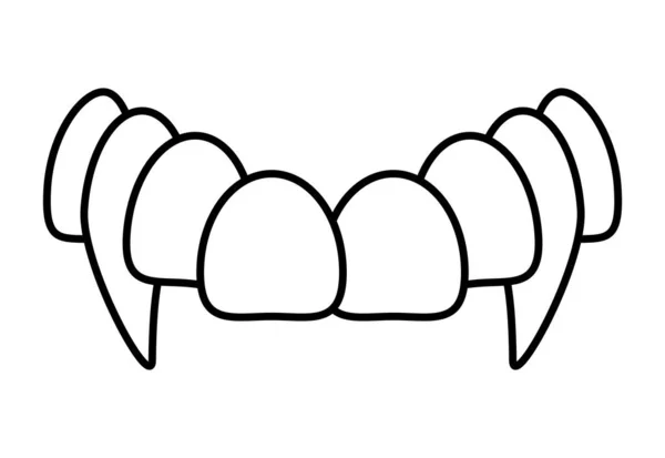 Vampire bouche crocs dents isolé sur fond blanc — Image vectorielle