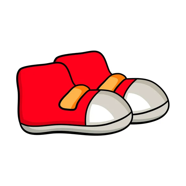 Zapatos par de botas deportivas infantiles de dibujos animados rojas aisladas en respaldo blanco — Vector de stock