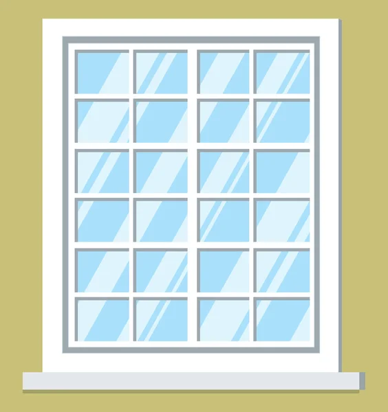 Ventana, marco de cristal blanco grande construcción interior aislado — Archivo Imágenes Vectoriales