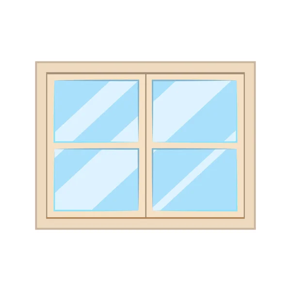Bílé okno, skleněná konstrukce interiérová stavba izolovaná — Stockový vektor