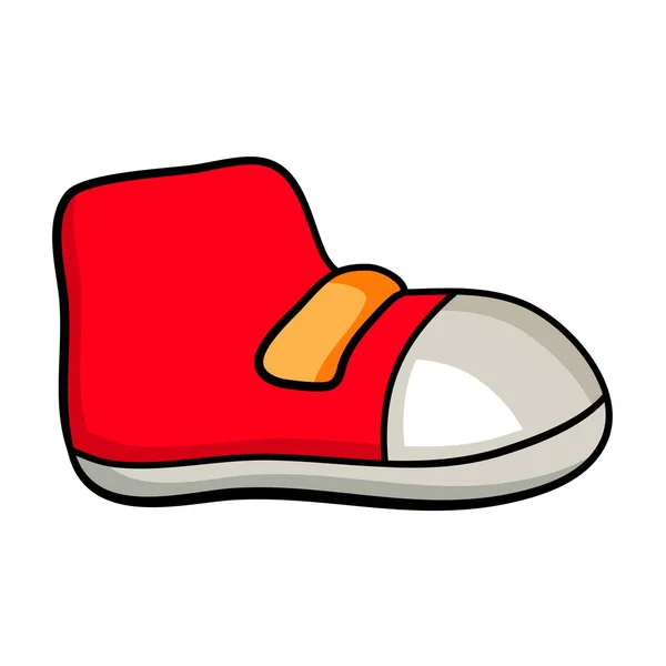 흰색 배경에 고립 된 신발 빨간 만화 소년 부츠 — 스톡 벡터