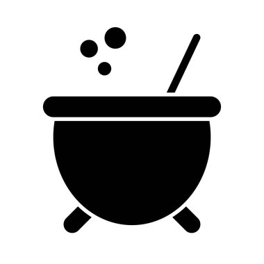 Beyaz arkaplanda cadı kazanı kabı silueti izole