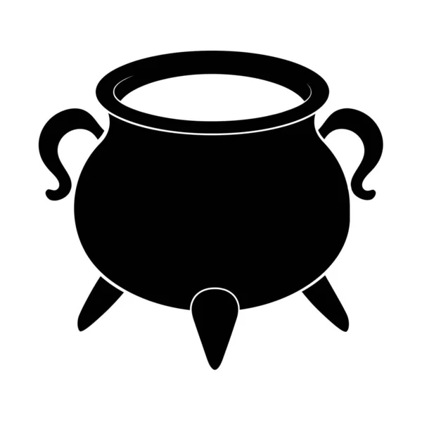 Witch cauldron pot silhouette isolated on white background — ストックベクタ
