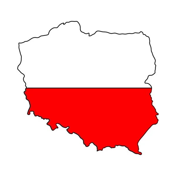 Bandeira Mapa Polonês Isolada Arquivo Vetorial Branco Cores Patrióticas Vermelhas — Vetor de Stock