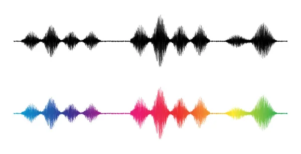 Sound Wave Silhouette Rainbow Colours Waveform Frequency Amplifier Illustration Audio — Stock Vector