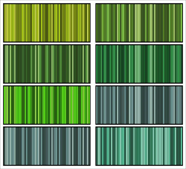 Sbírka Vzorů Pruhů Zeleně Pruhované Texturované Pozadí Šablona Pro Tisk — Stockový vektor