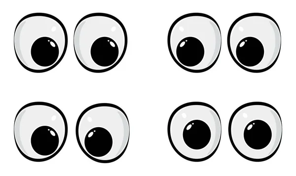 Comic Cartoon Eyes Set Isolated White Clipart Illustration Element Comic — Stock Vector