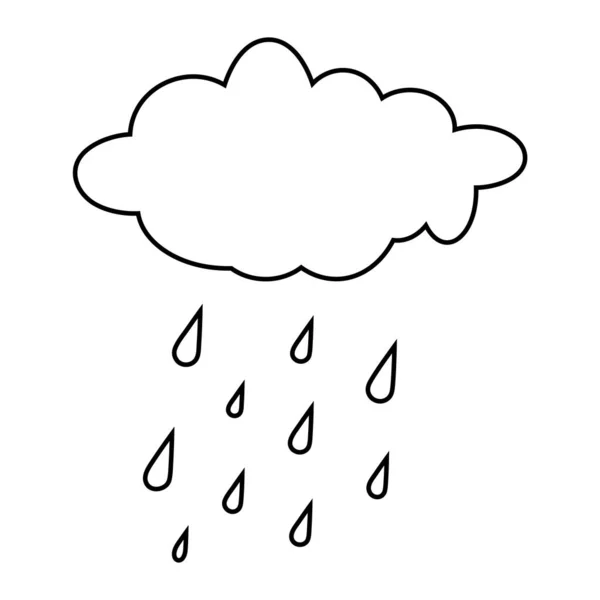 Regenwolken Umrahmen Isoliert Auf Weiß Karikatur Herbstliche Prognosekontur Mit Wassertropfen — Stockvektor