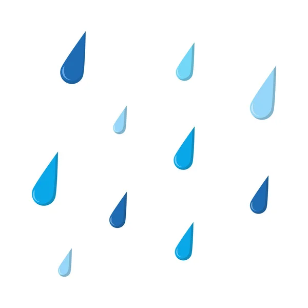 Rain Cartoon Illustration Isoliert Auf Weiß Blaue Wassertropfen Fallen Herunter — Stockvektor