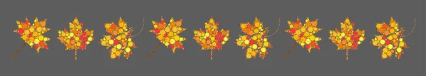 Autumn Leaves Divider Abstract Border Autumnal Maple Leaf Line Fall — Stock Vector