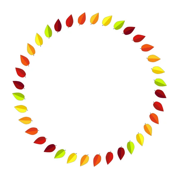 Circular Frame Autumn Leaves Seasonal Invitation Autumnal Blank Wreath Copy — Stock Vector