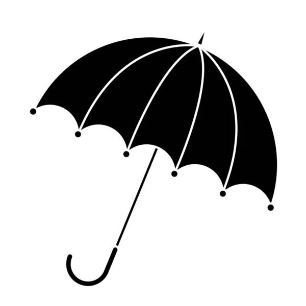 Şemsiye Silueti Beyaza Izole Edilmiş Siyah Beyaz Açık Şemsiye Ikonu — Stok Vektör