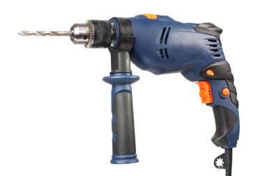 Elektrik matkabı beyaz arkaplanda izole edildi