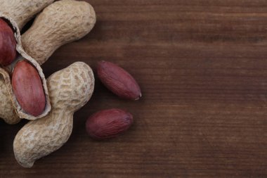 Ahşap zemin üzerine fıstık. Portre