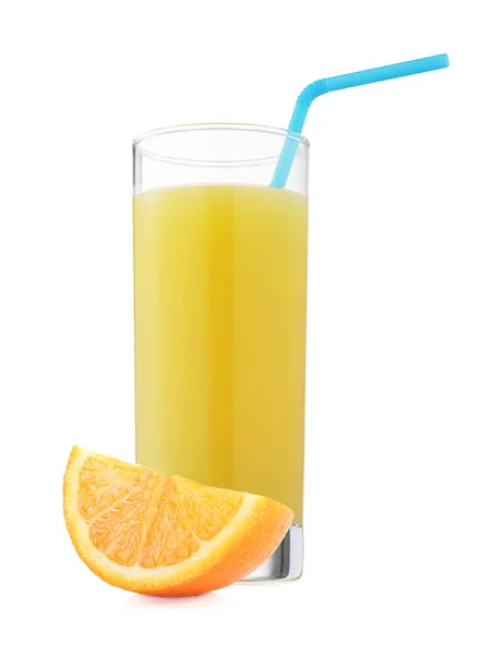 Orange Juice Glass Orange Fruit Isolated White — Stock Photo, Image