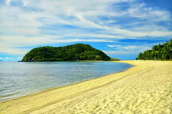 Toda Isla Tropical Vista Desde Playa Arena Isla Salvaje Con — Foto de Stock