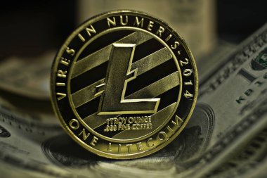 cryptocurrency, litetcoin para doları banknot üzerinde döşeme