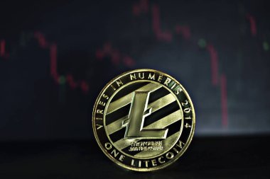 Litecoin sikke soyut matris yeşil arka plan üzerinde