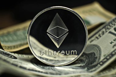 cryptocurrency, ethereum para doları banknot üzerinde döşeme