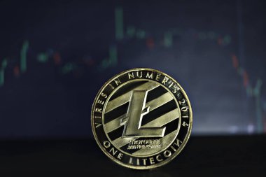 Litecoin sikke soyut matris yeşil arka plan üzerinde