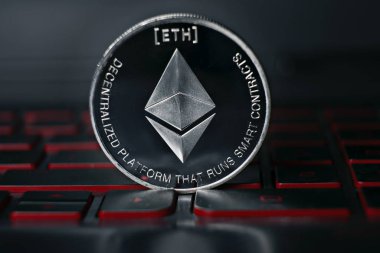 Ethereum kripto sikke Dizüstü Klavye arka plan üzerinde