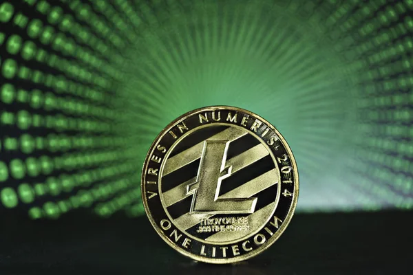 Litecoin sikke soyut matris yeşil arka plan üzerinde