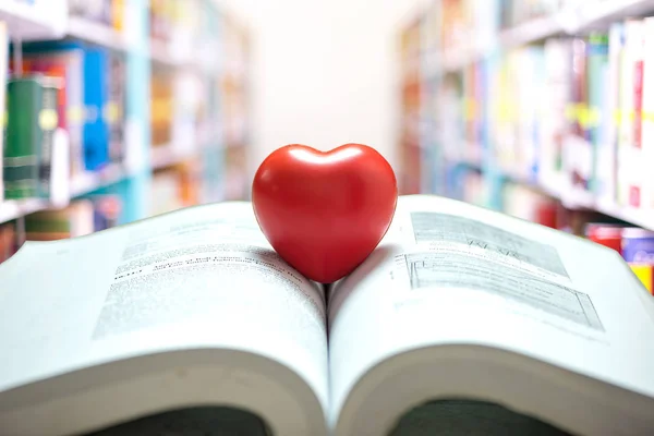 Бал Червоне Серце Книзі Концепція День Святого Валентина Любов Любов — стокове фото
