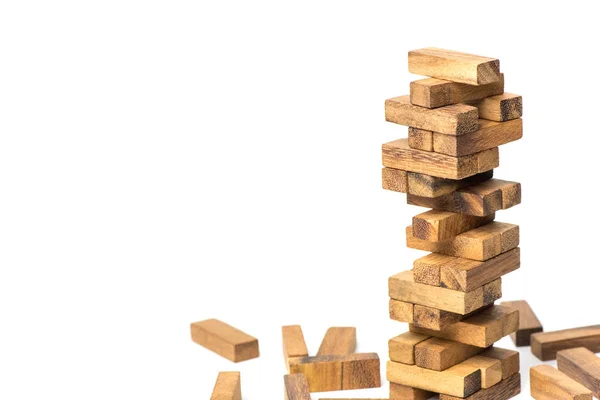 Jenga Spiel Der Turm Aus Holzklötzen Von Oben Jenga Konzept — Stockfoto