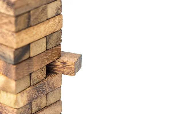 Close Jenga Spiel Der Turm Aus Holzklötzen Von Oben Jenga — Stockfoto