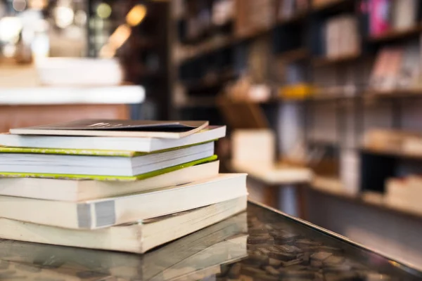 Stacked Books Table Library Close View — Stock Photo, Image