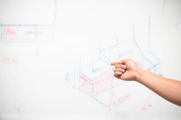 Hand ingenjör hålla en pekare för utbildning Apprentice stude — Stockfoto