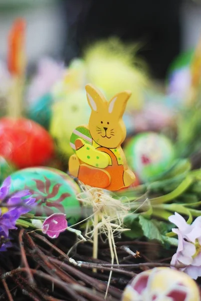 Composición Pascua Con Coloridos Huevos Pascua —  Fotos de Stock