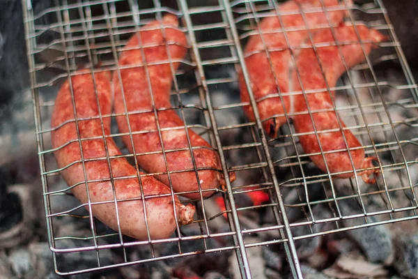 Embutidos Parrilla Asan Parrilla Las Brasas Aire Libre —  Fotos de Stock