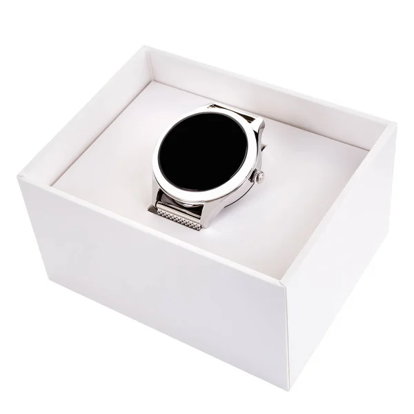 Wristwatch in white box Royalty Free Stock Photos