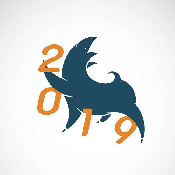 Domuz tasarım, 2019 yeni yıl kartı vektör çizim, — Stok Vektör