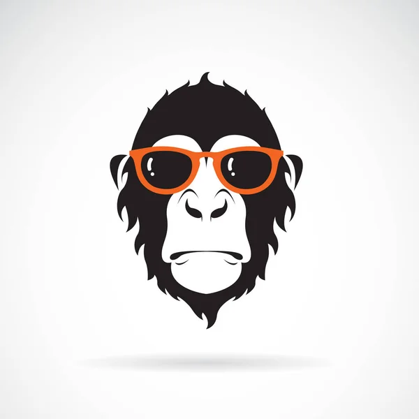 Vetor Cabeça Macaco Usando Óculos Fundo Branco Animais Selvagens Moda — Vetor de Stock