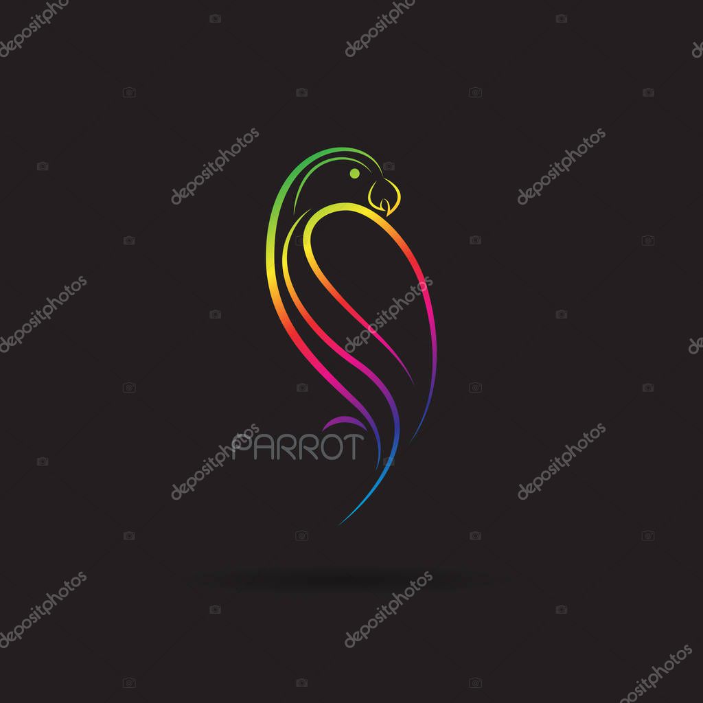 Vector of a parrot design on black background, Bird Icon., Easy editable layered vector illustration.