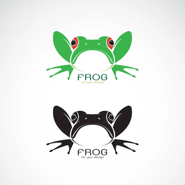 绿色青蛙和白色背景的黑色青蛙的传病媒介 两栖动物动物 青蛙图标 青蛙图标 易于编辑的分层矢量说明 — 图库矢量图片