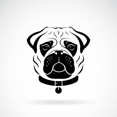 Beyaz arka planda pug dog yüz tasarımı vektörü, Pet. Hayvanlar. Kolay düzenlenebilir vektör illüstrasyonu.