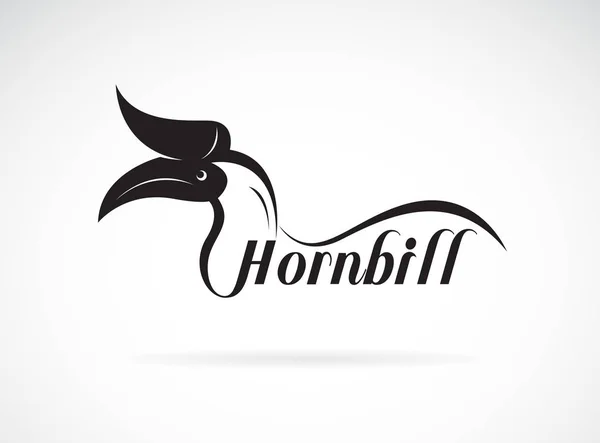 Vetor Hornbill Texto Sobre Fundo Branco Animais Selvagens Aves Fácil — Vetor de Stock