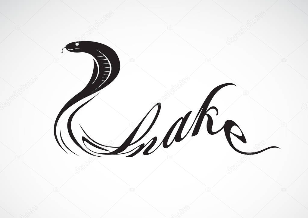 Vector of snake is text on white background. Wild Animals. Reptile. Easy editable layered vector illustration.